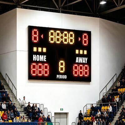 LED Basketball Scoreboard with Ultra-Sensitive Wireless Controller 254mm Digit Height and IP67 Waterproof