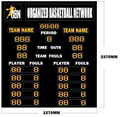 Placar impermeável do basquetebol do diodo emissor de luz IP65 com logotipo do clube